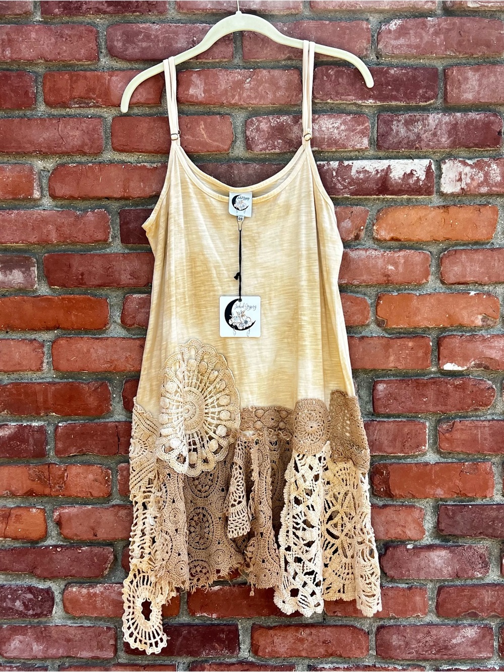 JG Squared Away Boho Tunic Tank Crochet-Hem Cami Top